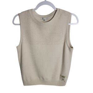Vintage St. John Sport Sweater Vest Beige Med Preppy Golf Closet Staple Classic